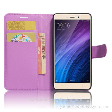 Factory price leather flip cover case for xiaomi Redmi 4